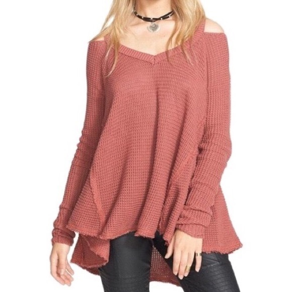 Free People Sweaters - Free People Pink Moonshine Cold Shoulder Sweater